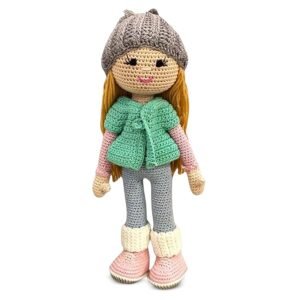 happy threads, molly doll,handmade crochet stuffed doll,best amigurumi soft toys for girls & boys, perfect size for kids,childsafe,eco friendly & unique room decor and gifting item, (bis certifed)