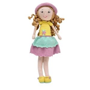 happy threads | handmade crochet doll,cecilia,cute stuffed soft dolls for girls/boys,childsafe, eco friendly and ideal gifting and decor item, bis certified, for babies 6 mths and up, multicolor