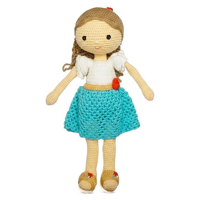 happy threads handmade crochet doll katie | amigurumi toys for girls & boys | soft doll for kids | ideal crochet soft toys for gifting & nursery decor, eco friendly, (100% cotton) happy threads handmade crochet doll katie | amigurumi toys for girls & boys | soft doll for kids | ideal crochet soft toys for gifting & nursery decor, eco friendly, (100% cotton)