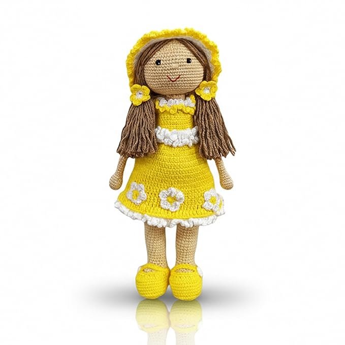 happy threads handmade crochet doll katie | amigurumi toys for girls & boys | soft doll for kids | ideal crochet soft toys for gifting & nursery decor, eco friendly, bis certified (100% cotton) happy threads handmade crochet doll katie | amigurumi toys for girls & boys | soft doll for kids | ideal crochet soft toys for gifting & nursery decor, eco friendly, bis certified (100% cotton)