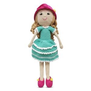 happy threads | trendy curls | 7.5 inch| cute crochet dolls| child safe | handmade | for babies 9 months & above | doll for boys/girls| birthday gift | decorative items