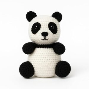 handmade crochet panda bear plush toy | knitted soft stuffed animal for babies, kids & nursery décor | cute handmade gift for baby shower & birthday | bear size – 5 x 2.5 inch