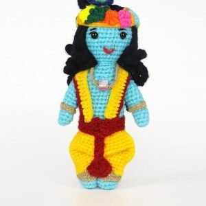 handmade crochet lord krishna doll | wool amigurumi soft toy | baby safe pooja décor & gifting item | handmade by women artisans
