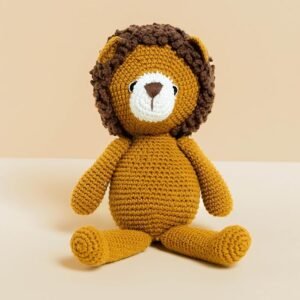 crochet soft toy | sleep buddy | plush stuffed animal | handmade in india | gifting for children | doll | toys for babies | new born baby toys | 3 months+ (simha lion)