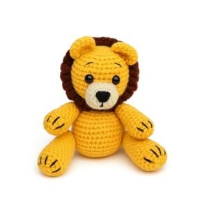 cute crochet stuffed lion toy – boho lion nursery décor – safari theme baby shower gift – 1st birthday gift for boys – stuffed animal toy – size 5 x 4 inch – soft toy for baby girls & boys
