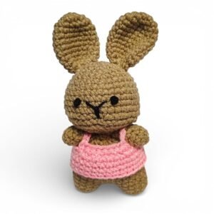 soft amigurumi bunny toy – handmade crochet bunny doll for babies & kids, premium yarn soft toy, plush rabbit toy, baby comfort toy & handmade plush gift, light brown (13 cm),